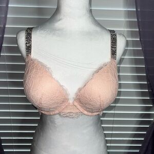 NWOT Victoria’s Secret VERY SEXY Pink Shine Strap Lace Push-Up Bra